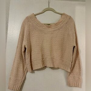 Vintage Cozy Beige Knit Cropped Sweater